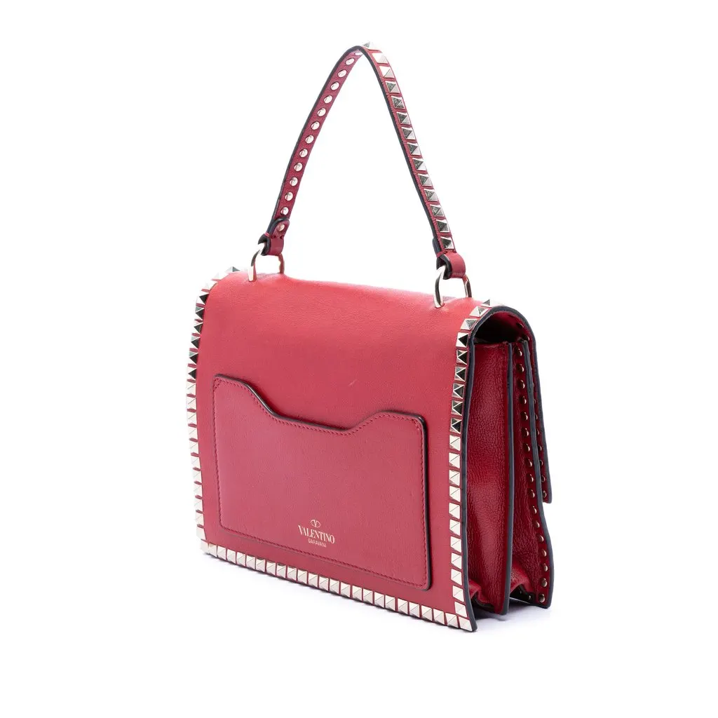 Valentino Leather Rockstud No Limit Satchel Red Leather Very good - Back View