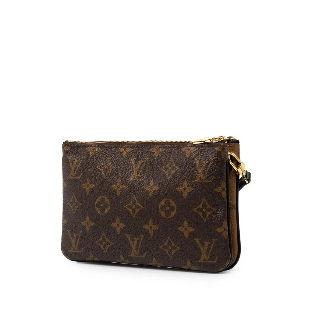 Louis Vuitton Monogram Giant Reverse Double Zip Pochette Brown Canvas Very good - Back View