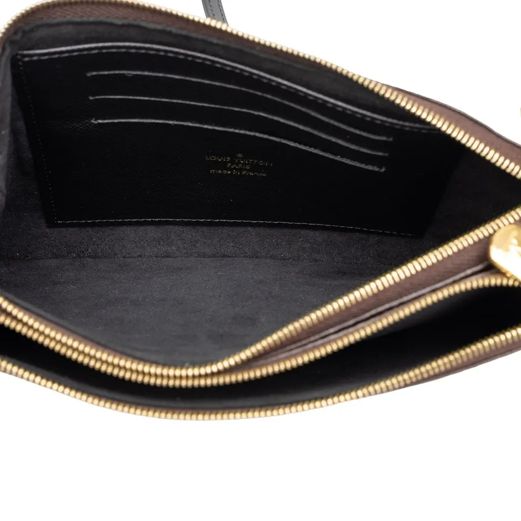 Louis Vuitton Monogram Giant Reverse Double Zip Pochette Brown Canvas Very good - Model View