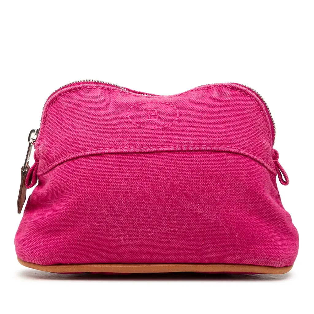 Hermès Mini Canvas Bolide Pouch Pink Canvas Very good - Front View