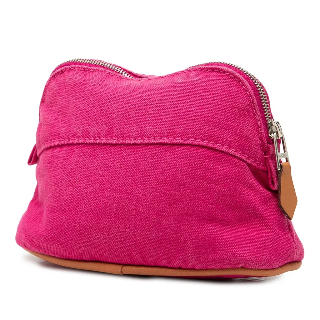Hermès Mini Canvas Bolide Pouch Pink Canvas Very good - Back View