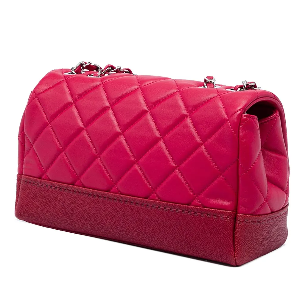 Chanel Medium Quilted Lambskin and Caviar Bi Coco Flap Red Leather Very good - Back View