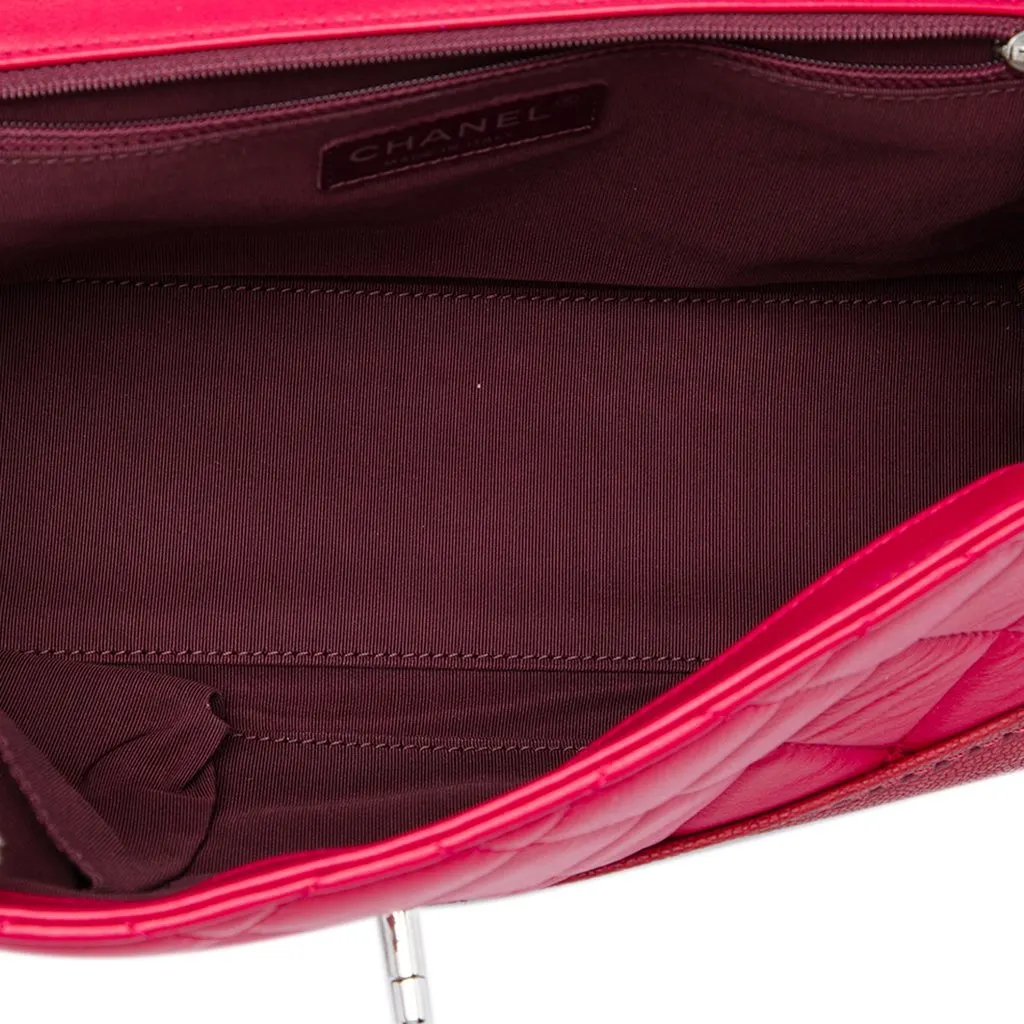 Chanel Medium Quilted Lambskin and Caviar Bi Coco Flap Red Leather Very good - Model View