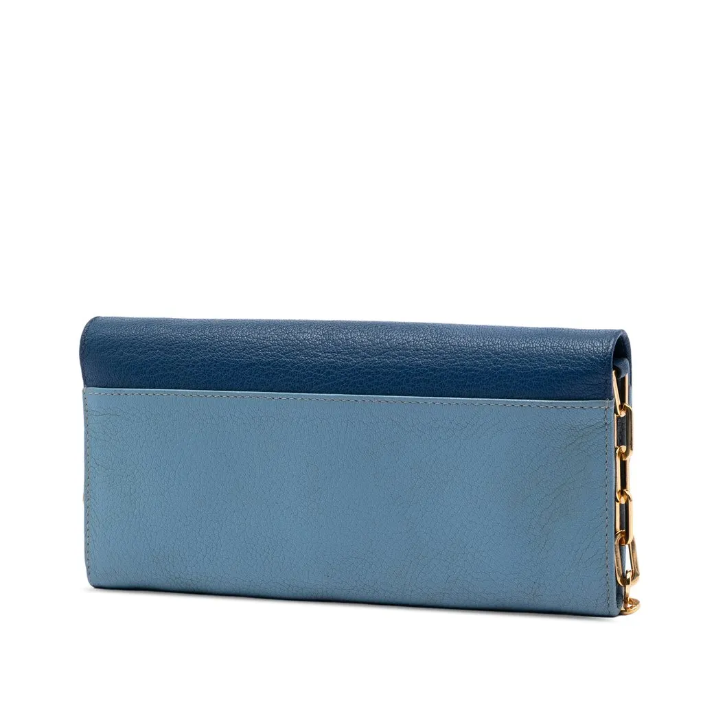 Miu Miu Bicolor Goatskin Madras Wallet on Chain Blue Leather Very good - Back View