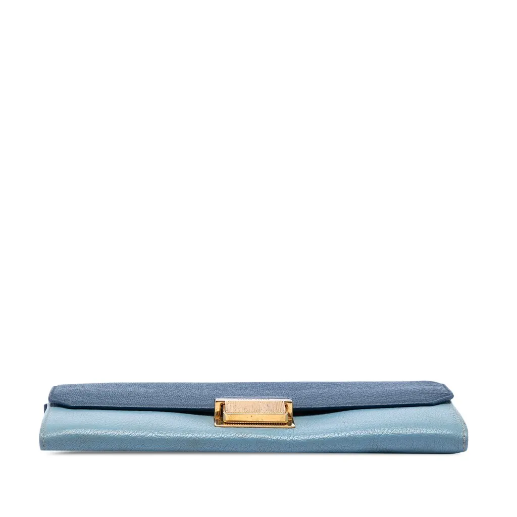 Miu Miu Bicolor Goatskin Madras Wallet on Chain Blue Leather Very good - Inside View
