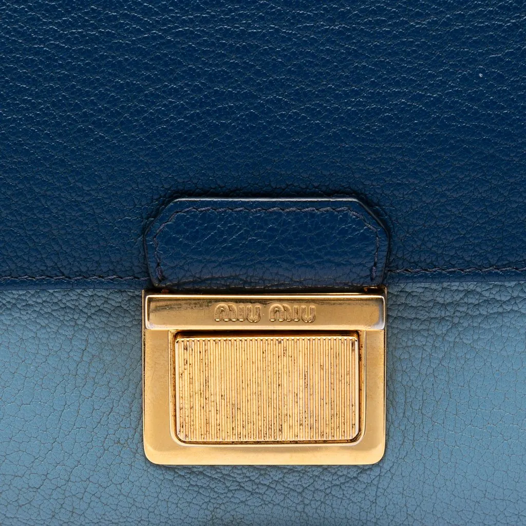Miu Miu Bicolor Goatskin Madras Wallet on Chain Blue Leather Very good - Box View