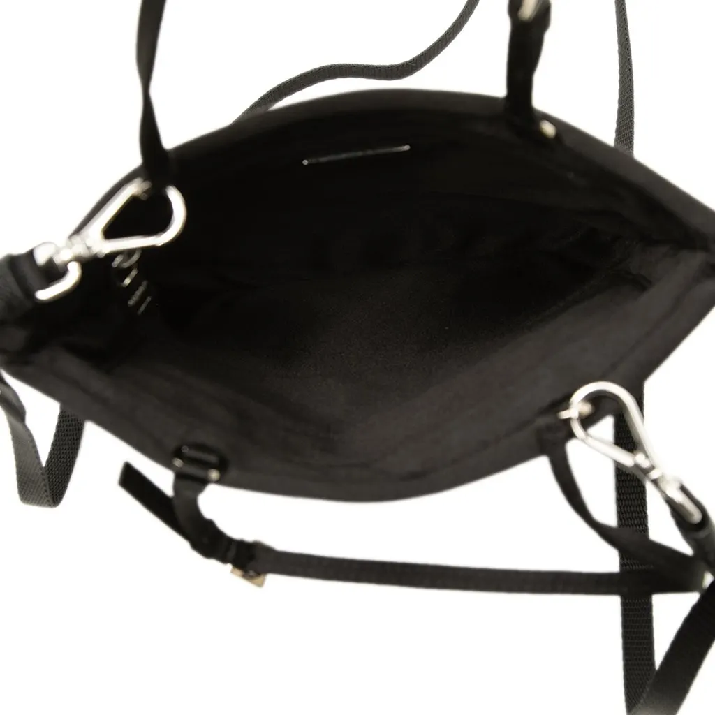Prada Raso Convertible Tote Black Satin Good - Model View