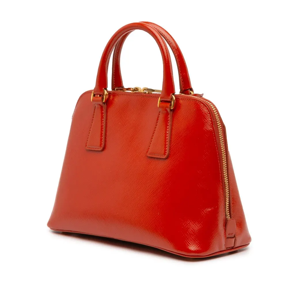 Prada Small Saffiano Vernice Promenade Satchel Orange Leather Very good - Back View