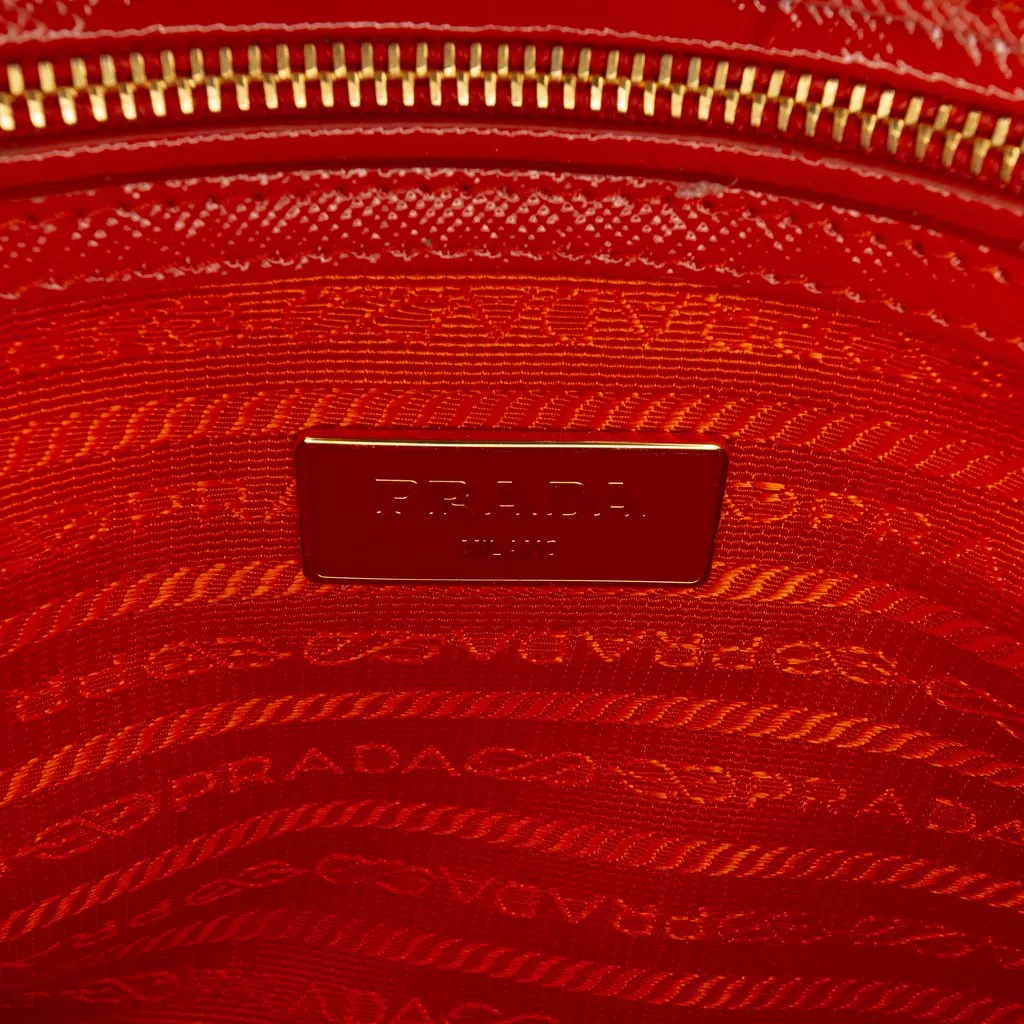Prada Small Saffiano Vernice Promenade Satchel Orange Leather Very good - Box View