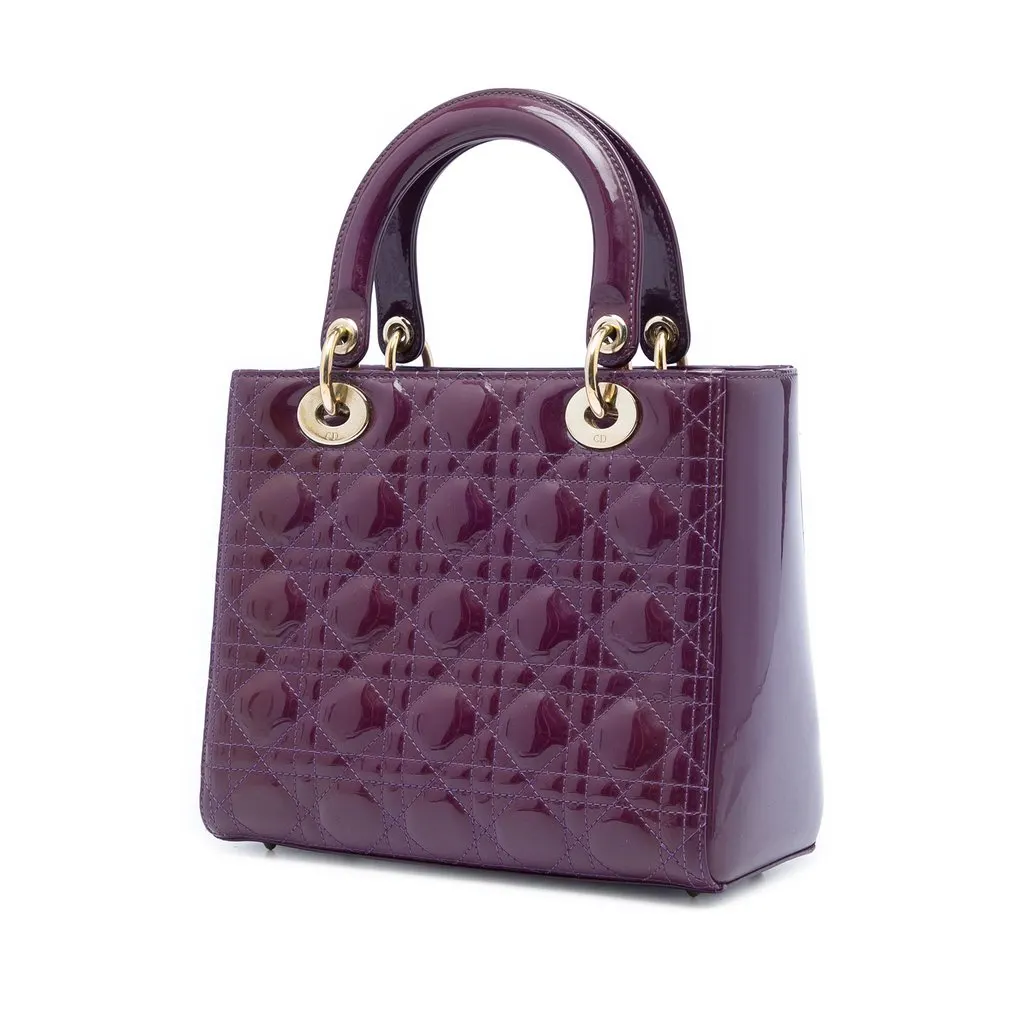 Dior Medium Patent Cannage Lady Dior Purple Leather Very good - Back View