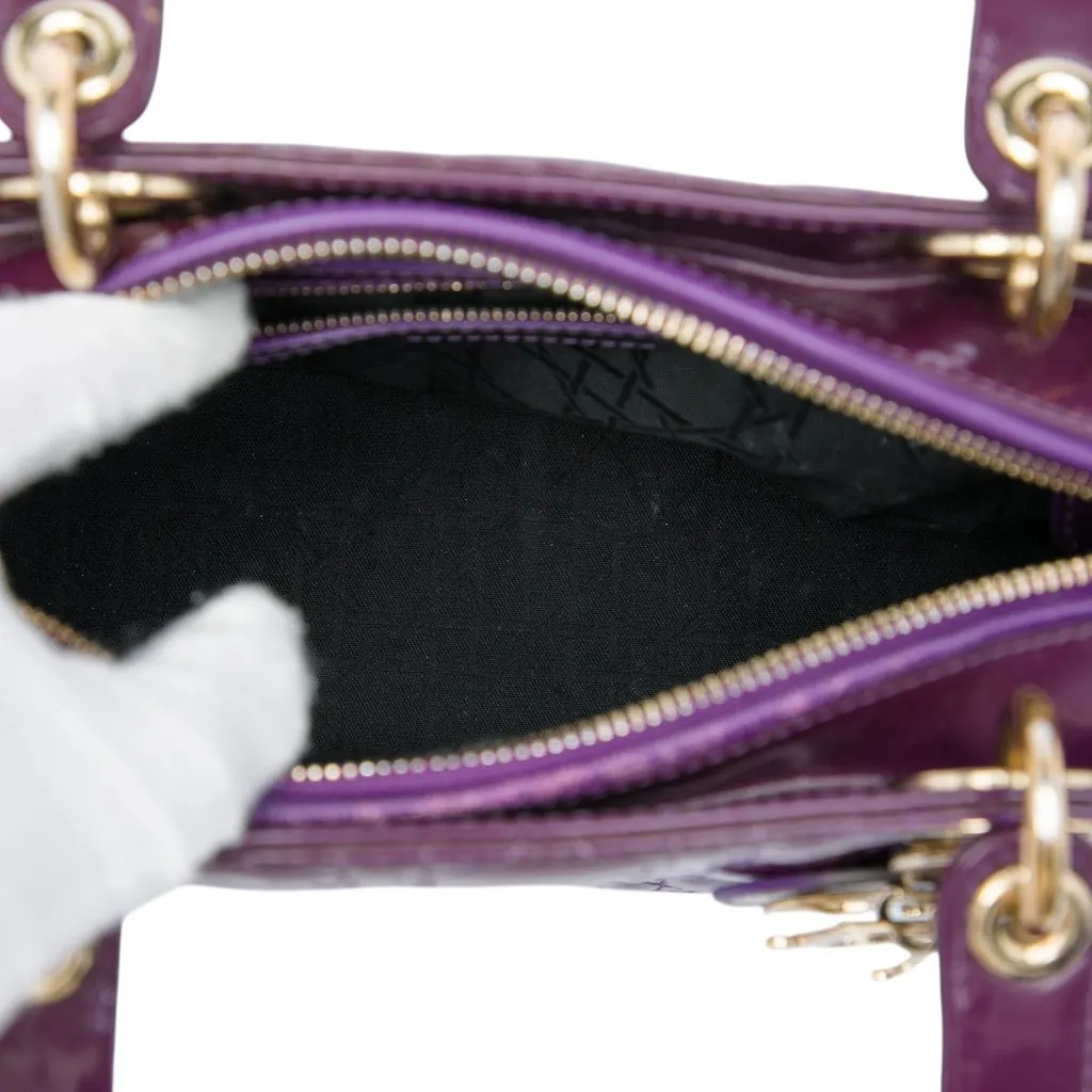 Dior Medium Patent Cannage Lady Dior Purple Leather Very good - Model View