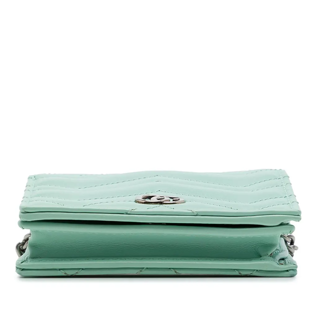 Gucci Mini GG Marmont Matelasse Calfskin Wallet On Chain Green Leather Very good - Inside View