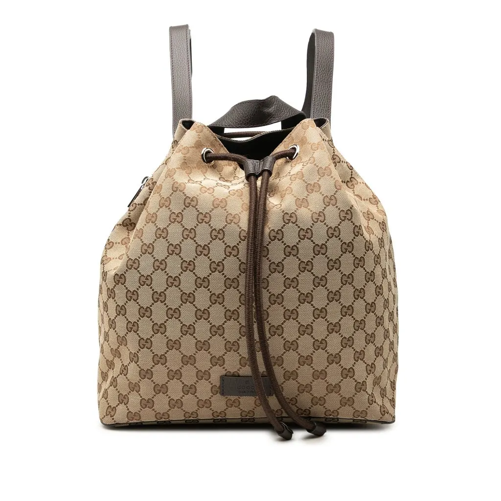 Gucci GG Canvas Drawstring Backpack Beige Very good - Front View
