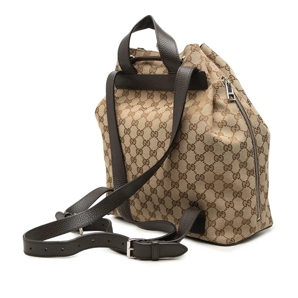 Gucci GG Canvas Drawstring Backpack Beige Very good - Back View