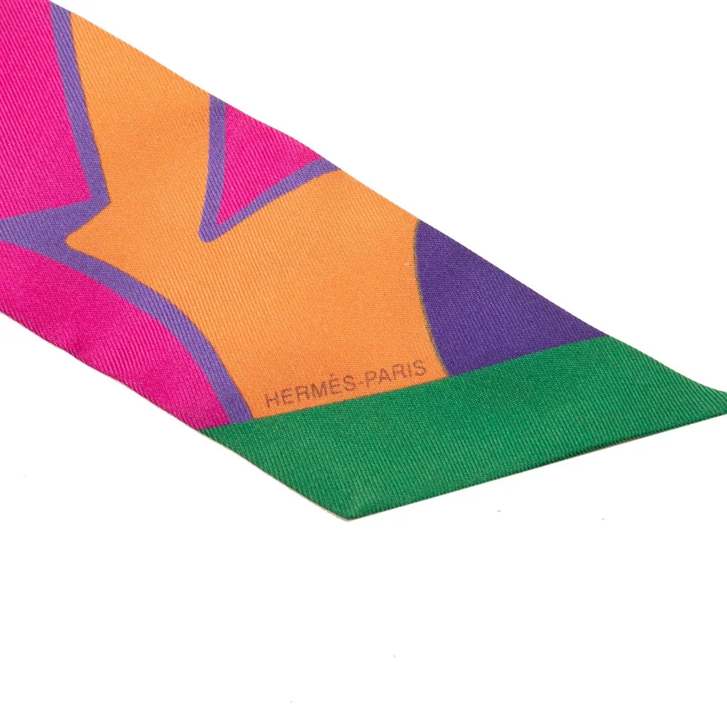 Hermès Graff Graffiti Silk Twilly Scarf Pink Very good - Inside View