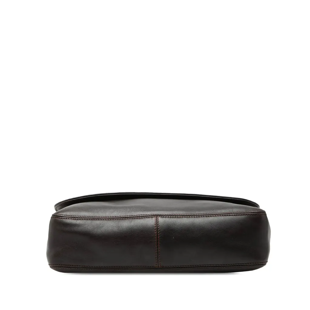Chanel CC Lambskin Tassel Flap Messenger Bag Brown Leather Very good - Inside View