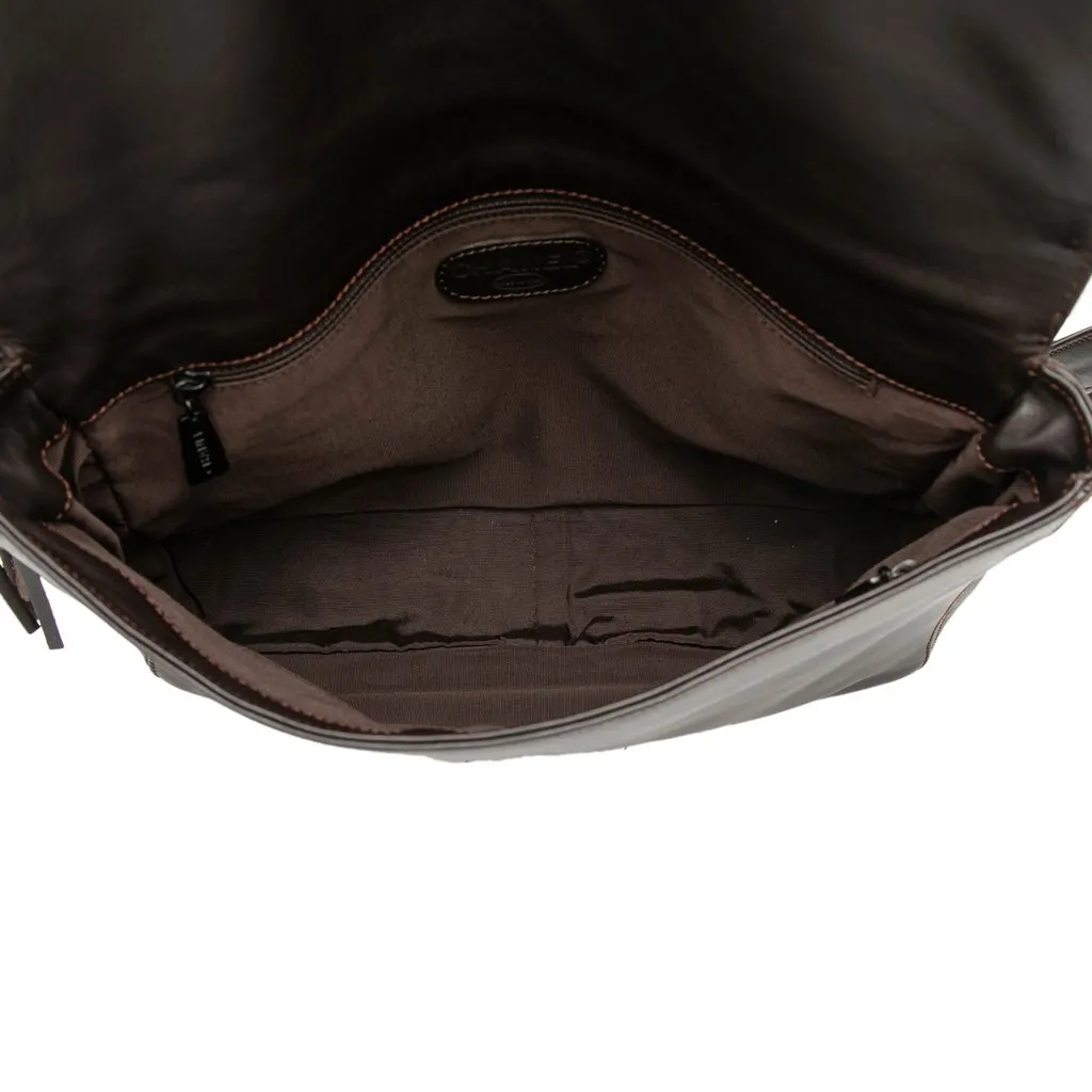 Chanel CC Lambskin Tassel Flap Messenger Bag Brown Leather Very good - Model View