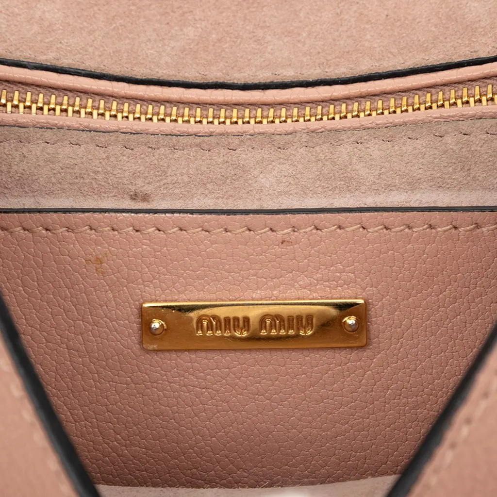 Miu Miu Goatskin Madras Soft Calf Crystal Embellished Crossbody Pink Leather Very good - Box View