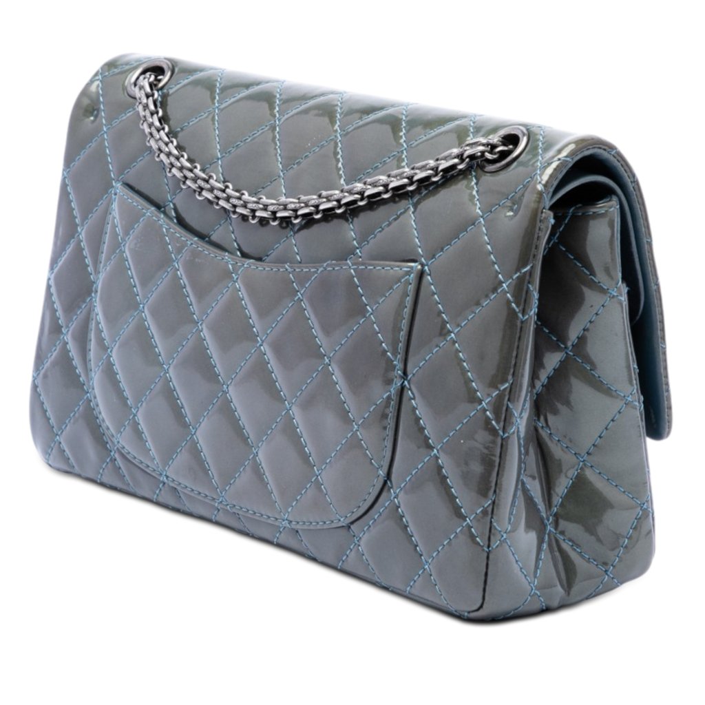 Chanel Quilted Patent Reissue 2.55 Double Flap 226 Green Med