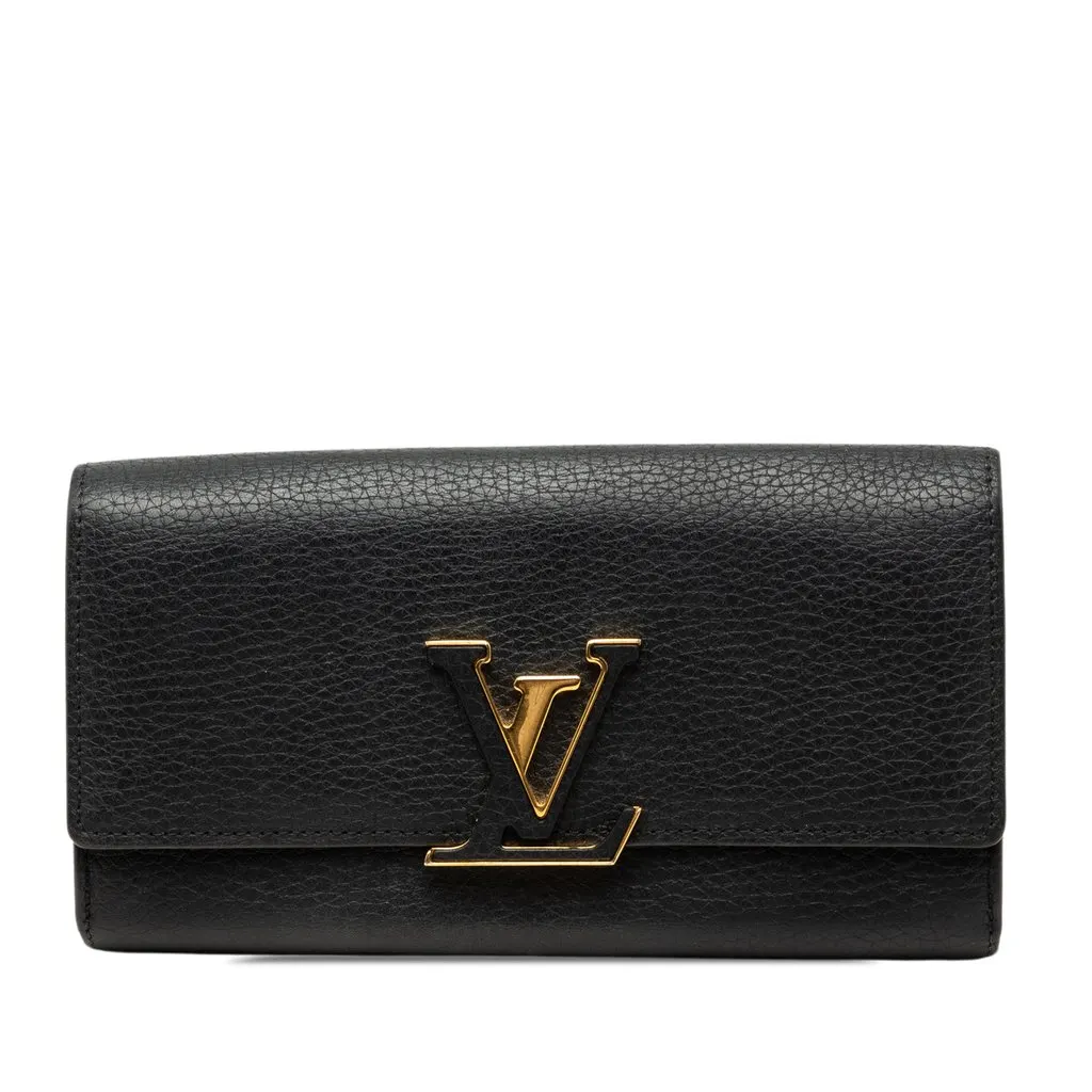 Louis Vuitton Taurillon Capucines Long Wallet Black Leather Very good - Front View