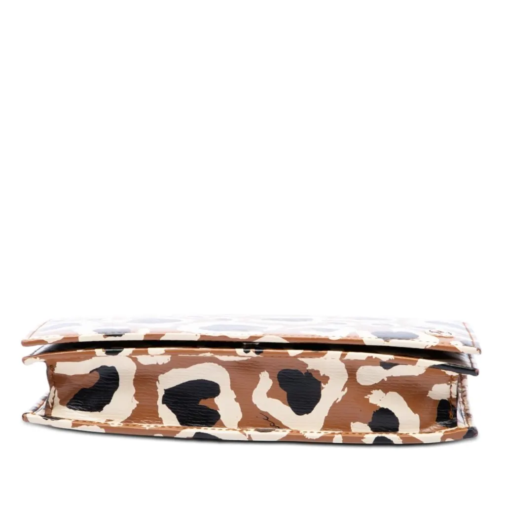 Gucci Calfskin Leopard Print Betty Wallet On Chain Brown Leather Very good - Inside View