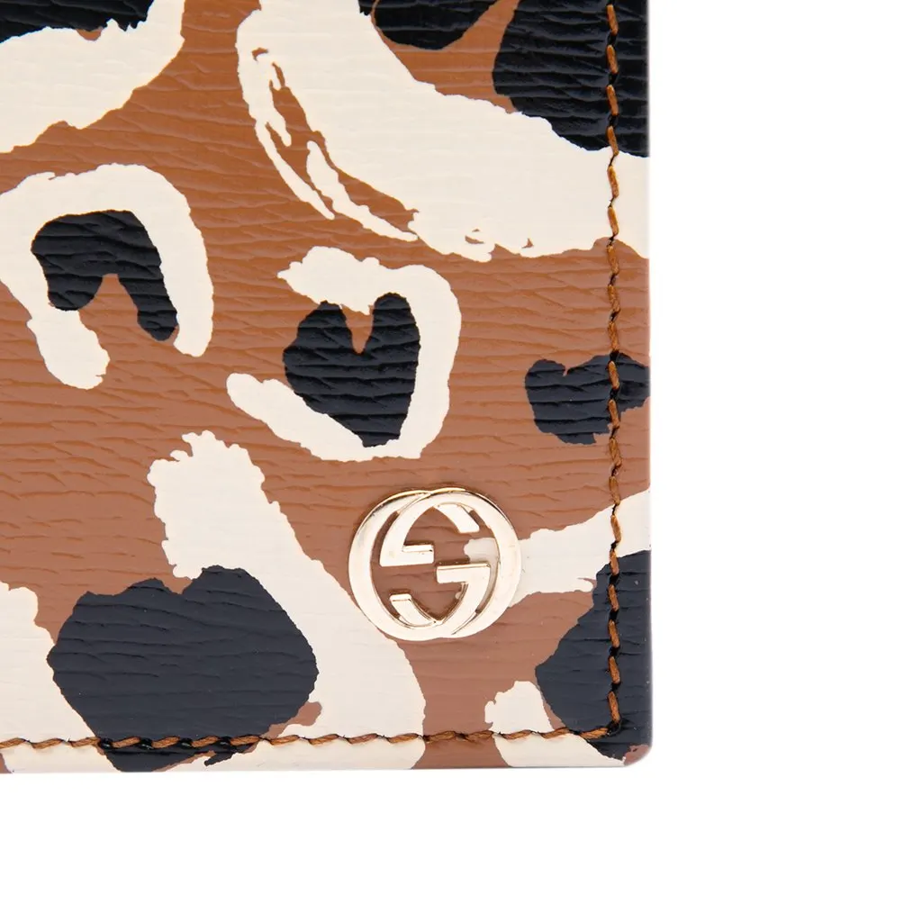 Gucci Calfskin Leopard Print Betty Wallet On Chain Brown Leather Very good - Box View
