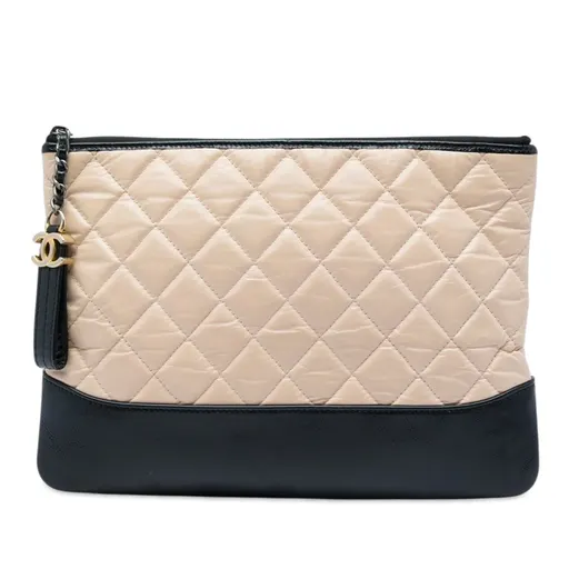 Chanel Medium Bicolor Quilted Aged Calfskin Gabrielle O Case Clutch