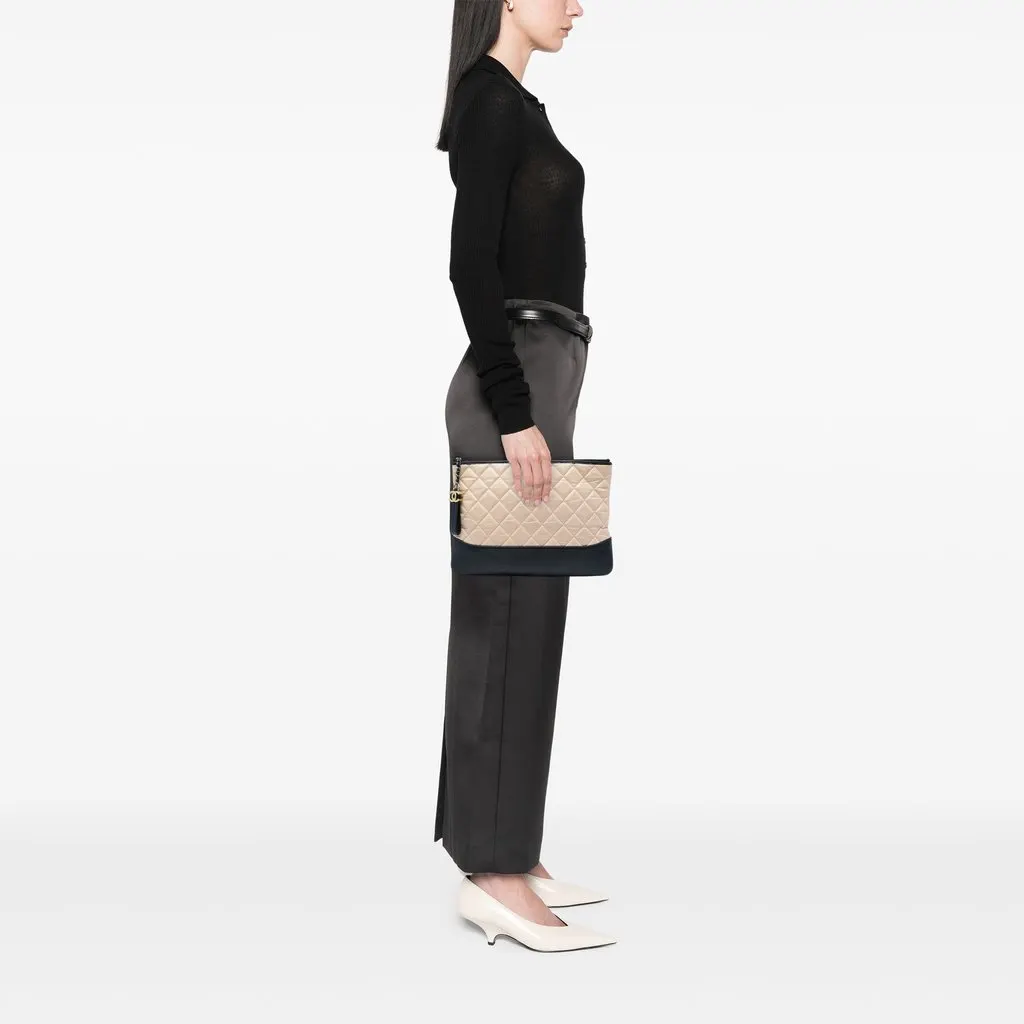 Chanel Medium Bicolor Quilted Aged Calfskin Gabrielle O Case Clutch Beige Leather Very good - Box View