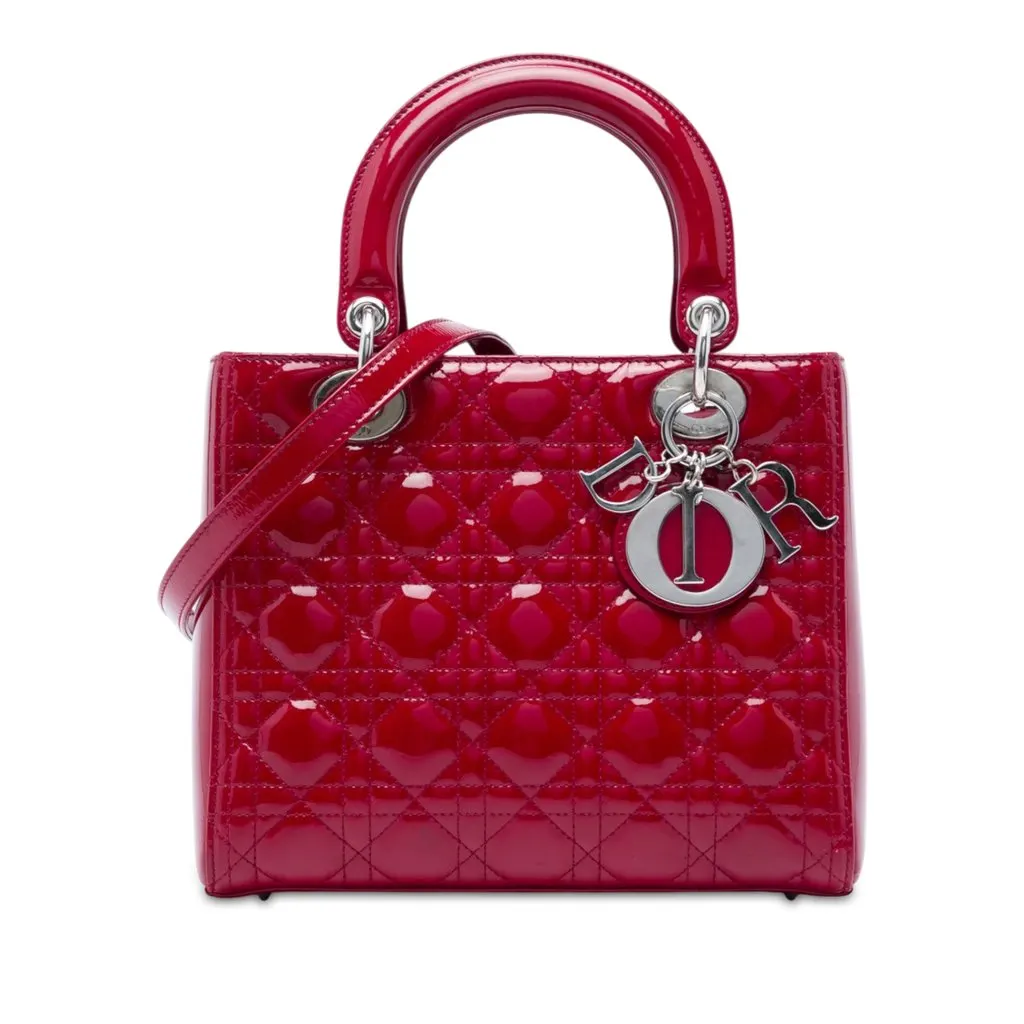 Dior Medium Patent Cannage Lady Dior Red Leather Very good - Front View