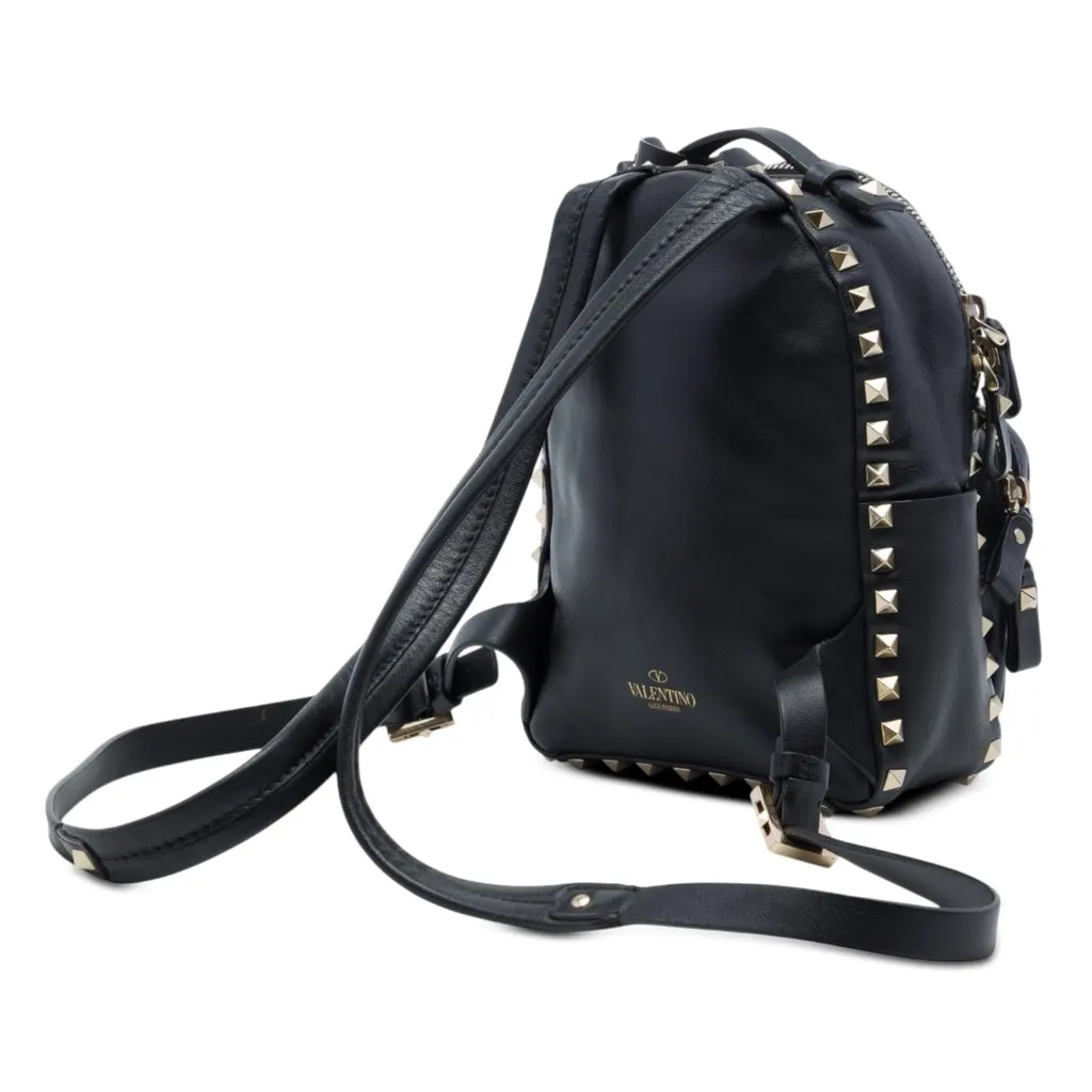 Valentino Mini Leather Rockstud Backpack Black Leather Very good - Back View