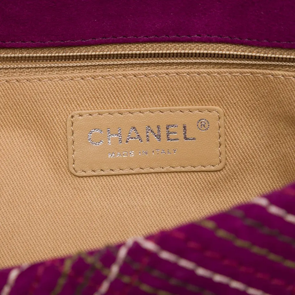 Chanel Paris Edinburgh Medium Stitched Suede Saltire Single Flap Purple Suede Very good - Box View