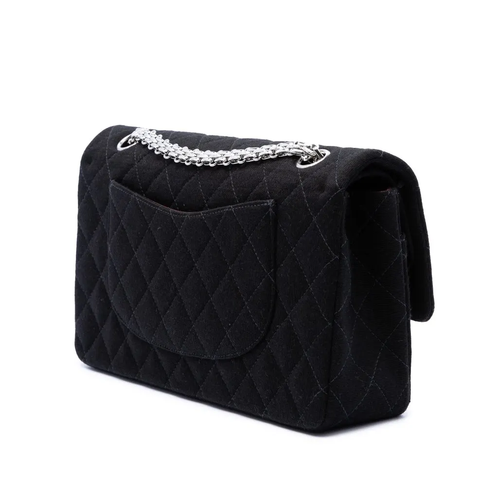 Chanel Medium Classic Jersey Bijoux Chain Double Flap Black Very good - Back View