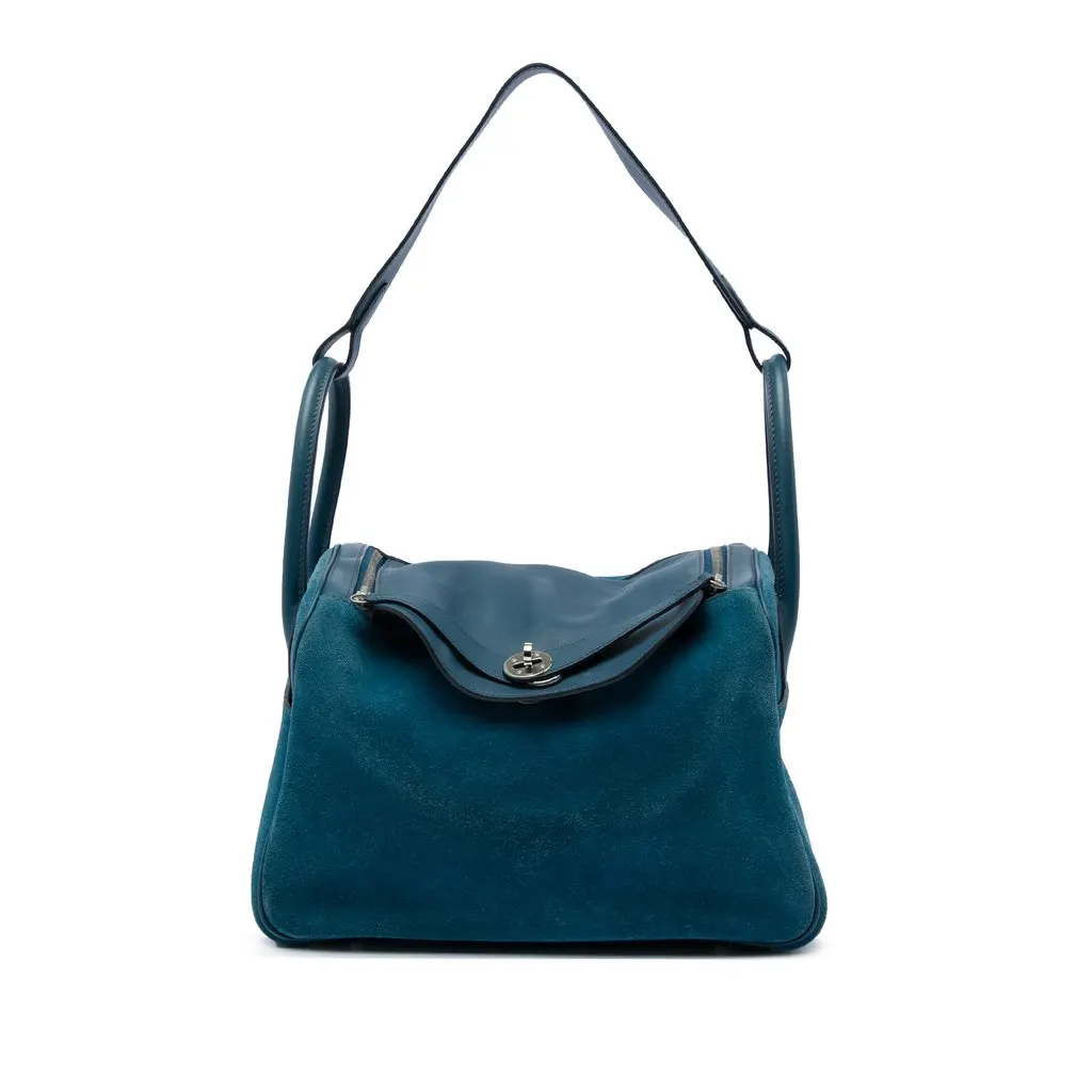 Hermès Veau Grizzly and Swift Lindy 30 Blue Leather Very good - Front View