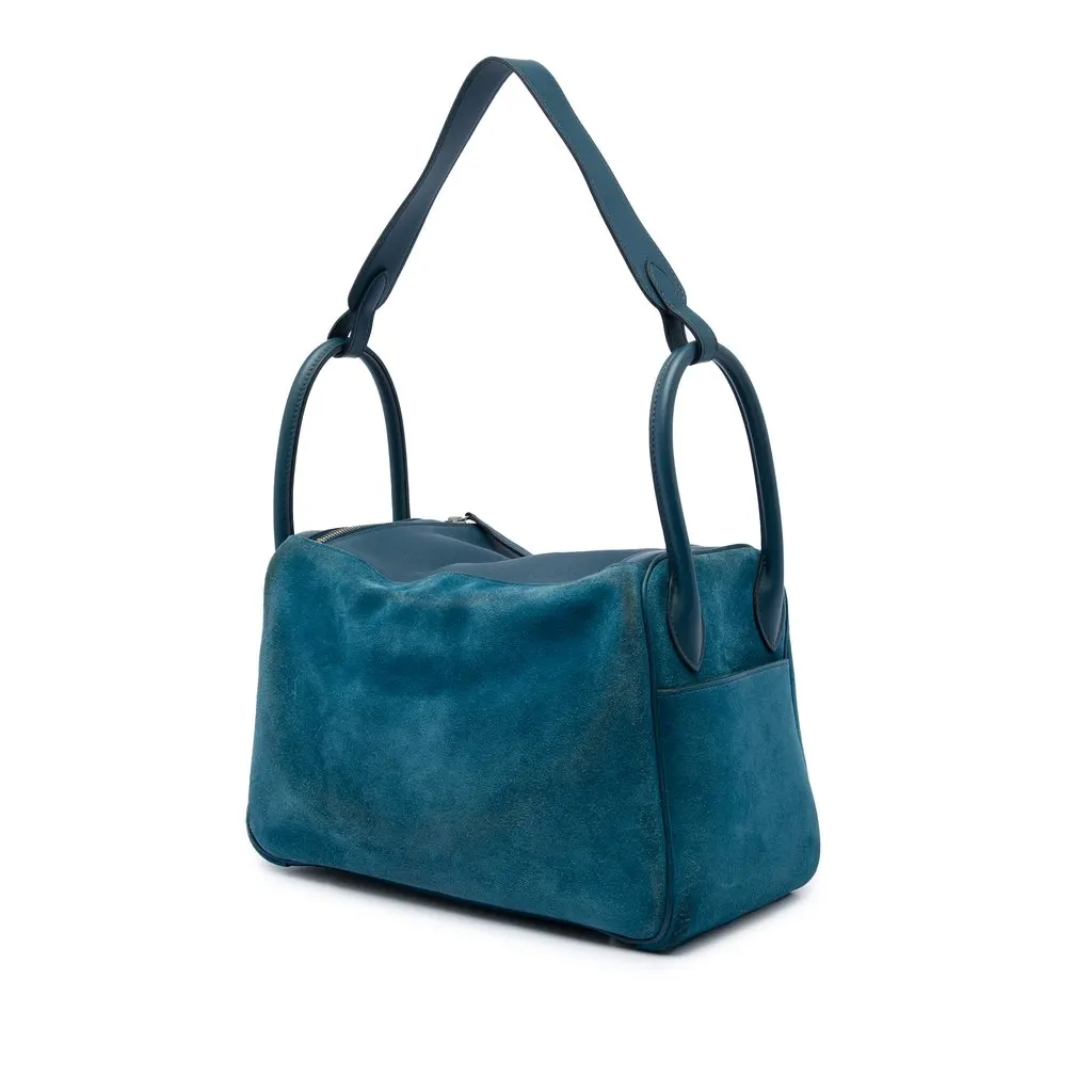 Hermès Veau Grizzly and Swift Lindy 30 Blue Leather Very good - Back View