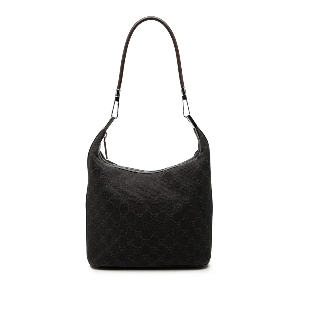 Gucci GG Denim Shoulder Bag Brown Denim Good - Front View