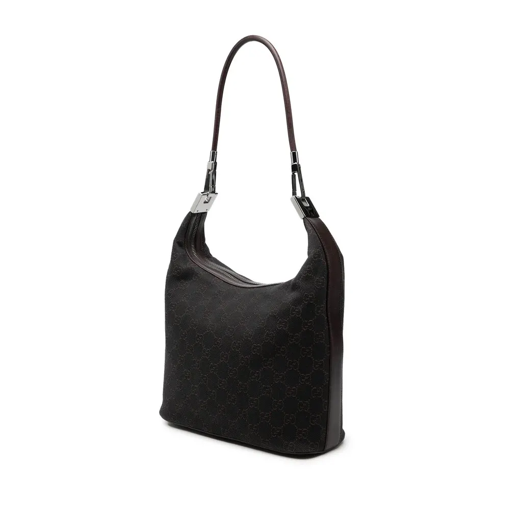 Gucci GG Denim Shoulder Bag Brown Denim Good - Back View