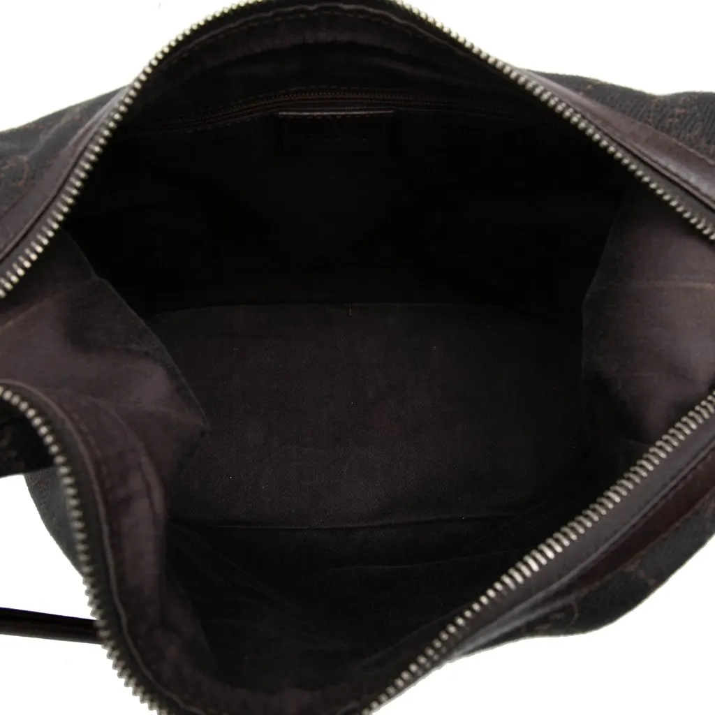 Gucci GG Denim Shoulder Bag Brown Denim Good - Model View