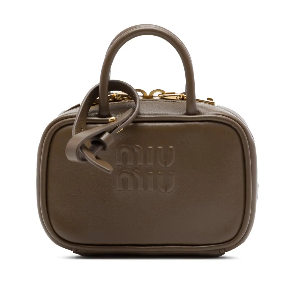 Miu Miu Micro Calfskin Softy Beau Bag Brown Leather Very good - Front View