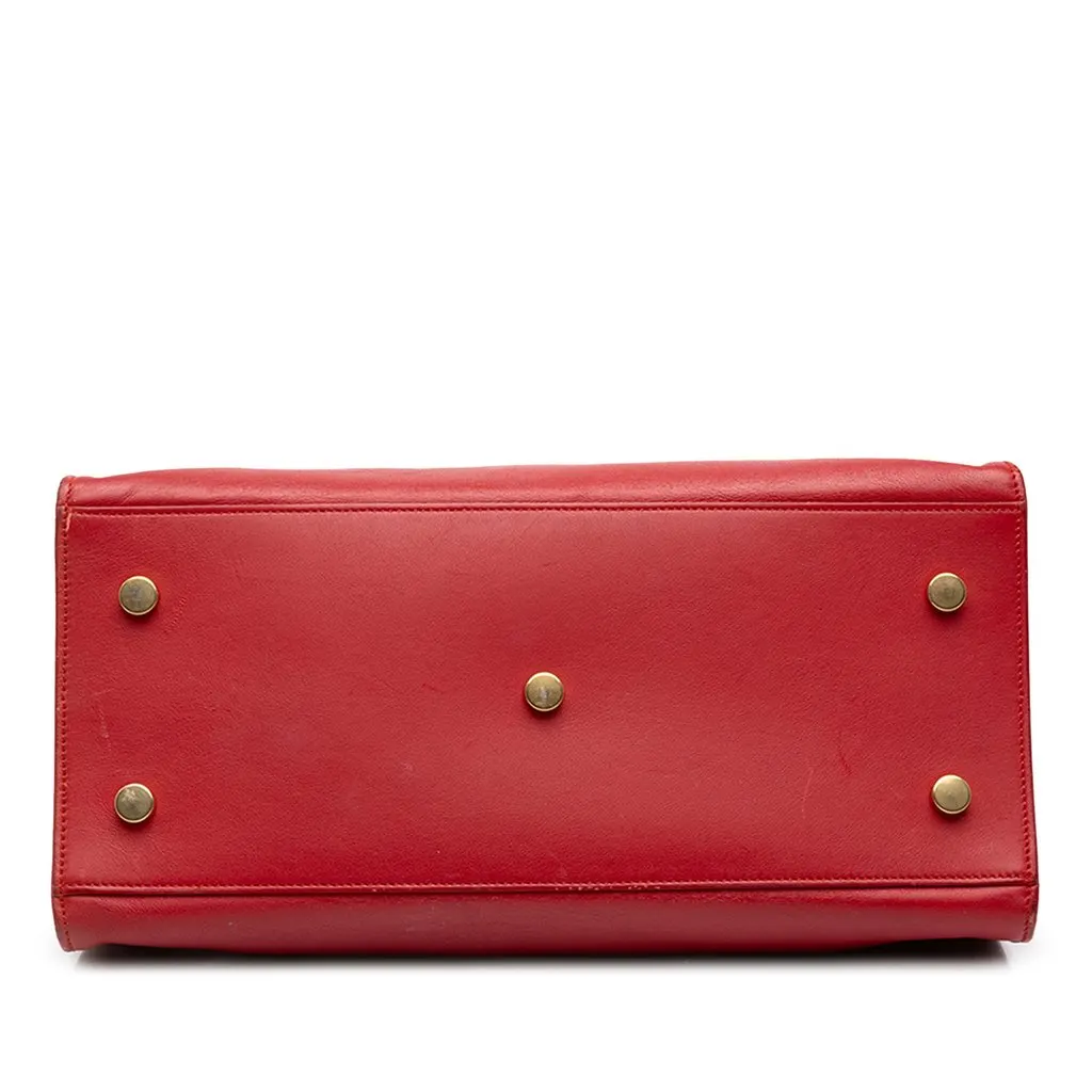 Saint Laurent Small Leather Monogram Downtown Cabas Satchel Red Leather Good - Inside View