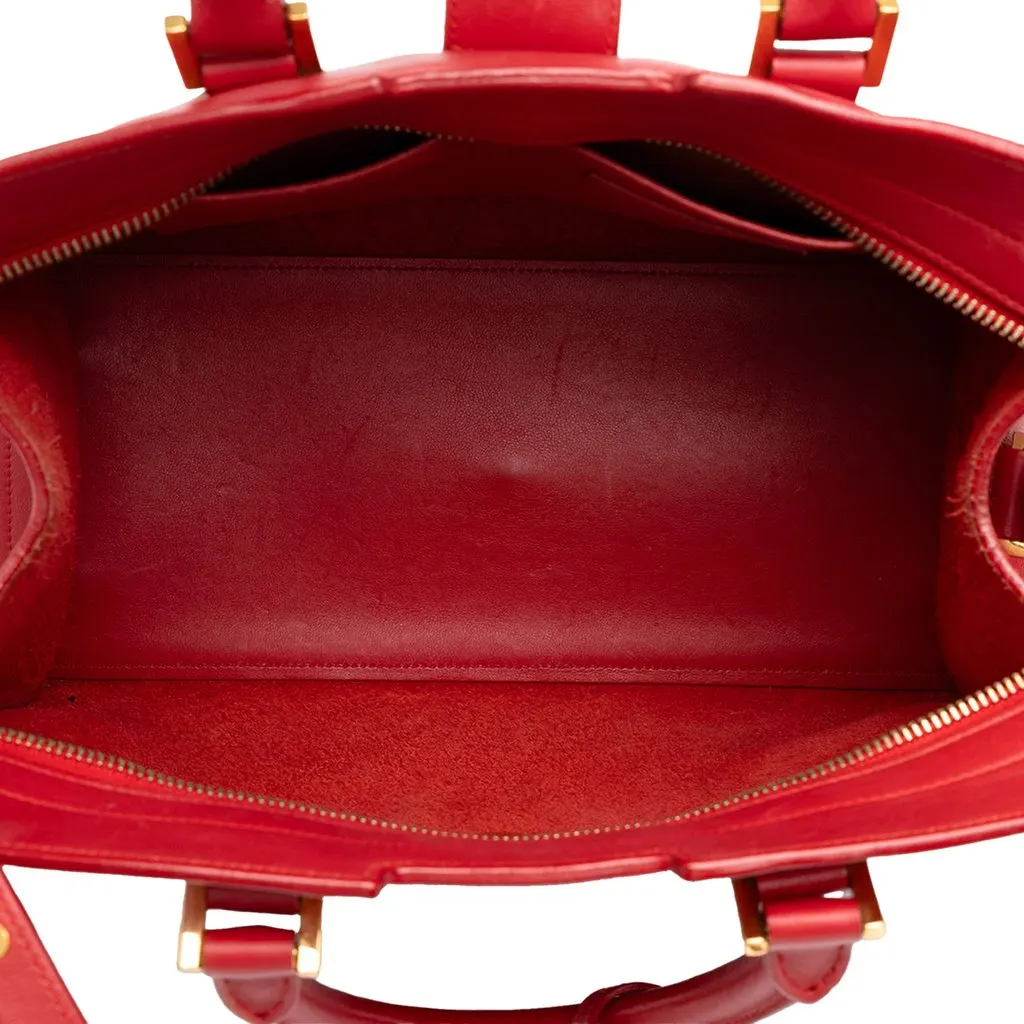 Saint Laurent Small Leather Monogram Downtown Cabas Satchel Red Leather Good - Model View