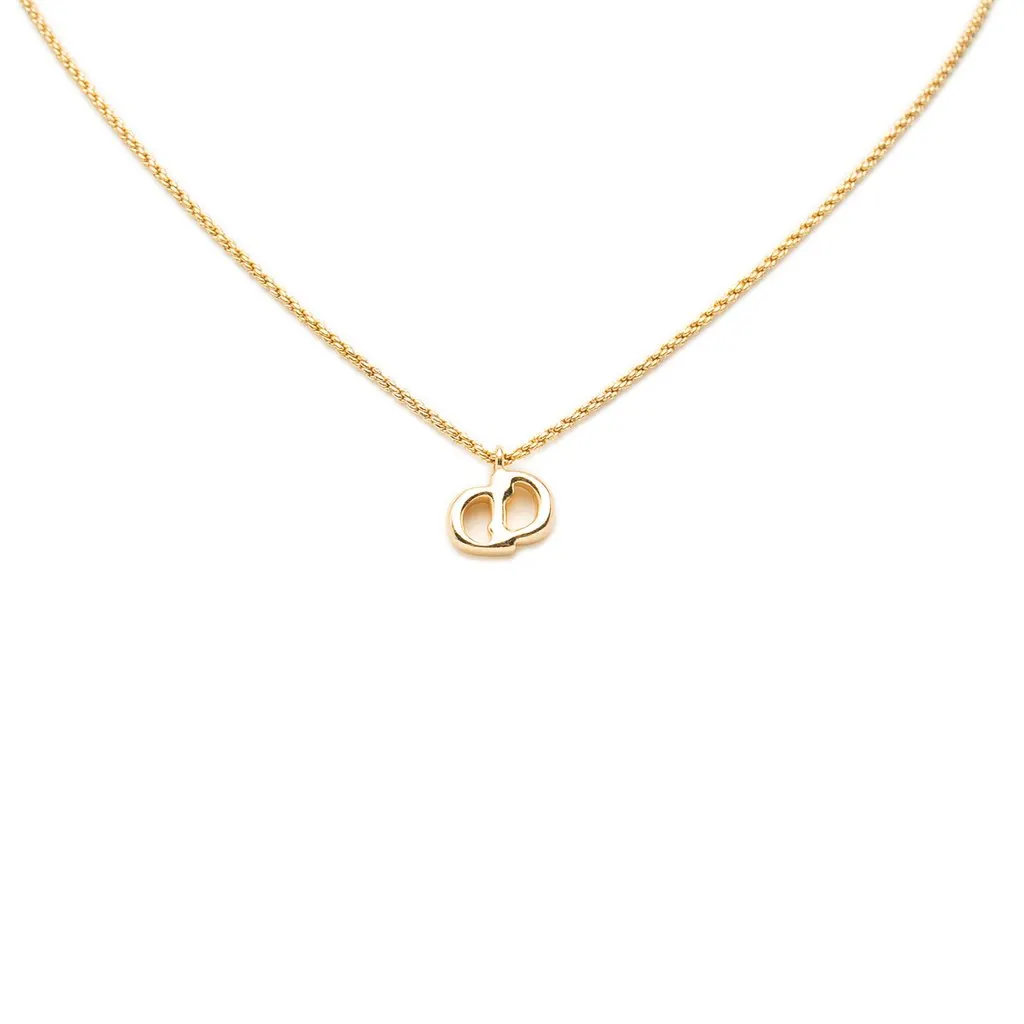 Dior Gold Plated CD Logo Pendant Necklace Gold Metal Very good - Inside View