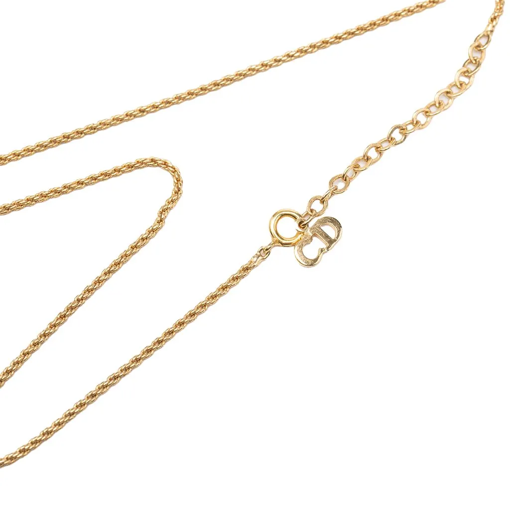 Dior Gold Plated CD Logo Pendant Necklace Gold Metal Very good - Model View