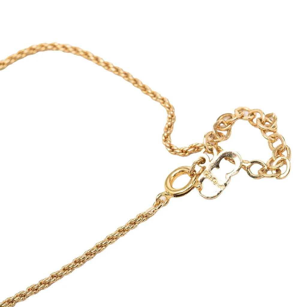 Dior Gold Plated CD Logo Pendant Necklace Gold Metal Very good - Box View