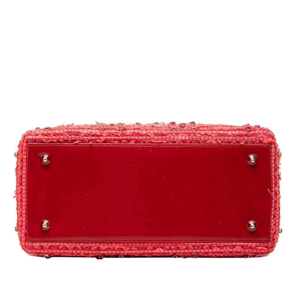 Dior Medium Tweed Fringe Rhinestone Lady Dior Red Very good - Inside View