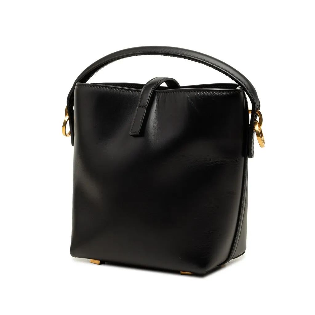Saint Laurent Mini Shiny Calfskin Le 37 Bucket Bag Black Leather Very good - Back View