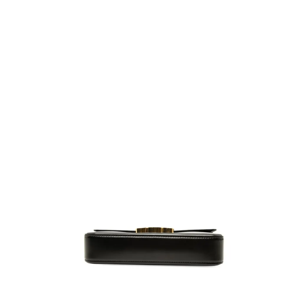 Celine Shiny Calfskin Triomphe Claude Shoulder Bag Black Leather Very good - Inside View
