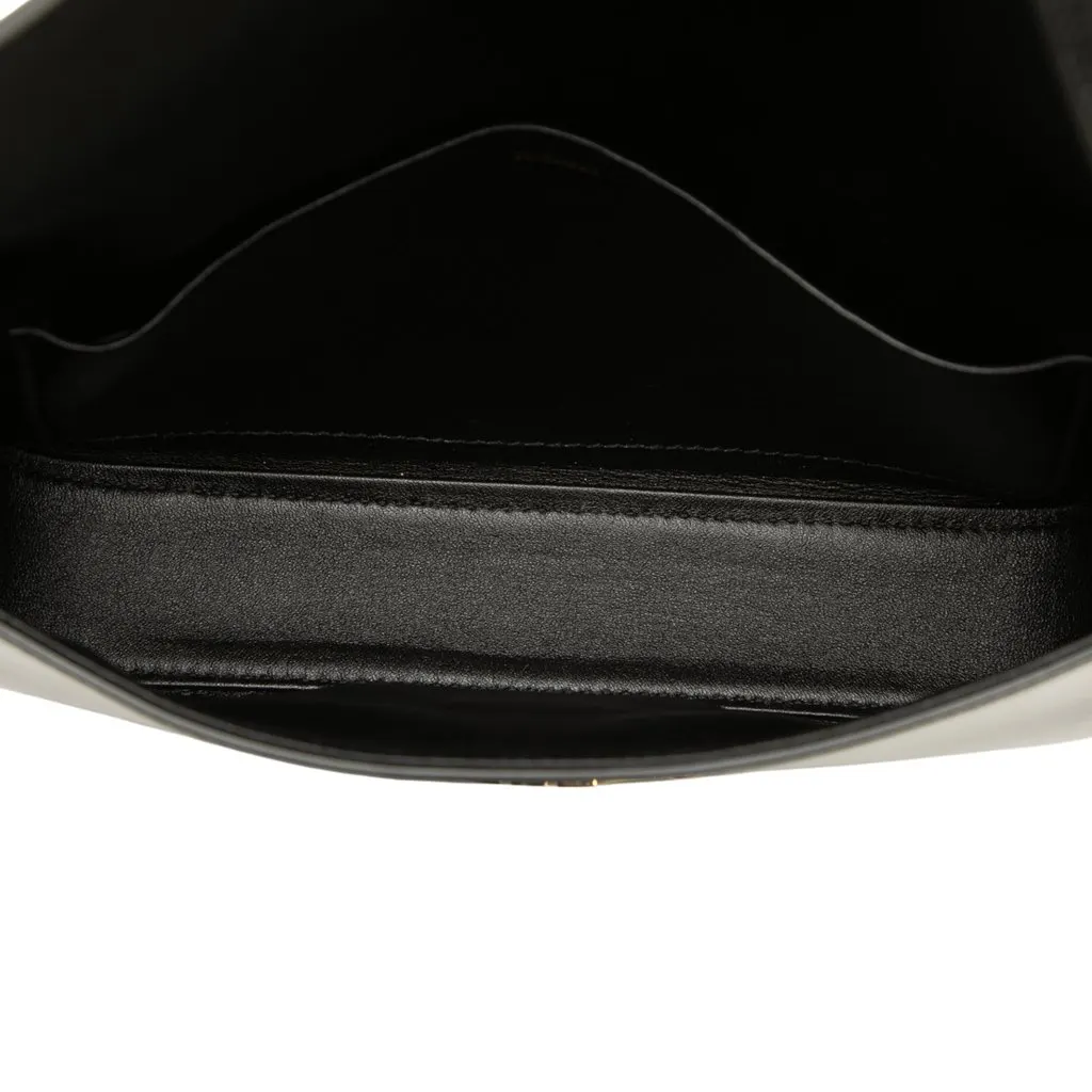 Celine Shiny Calfskin Triomphe Claude Shoulder Bag Black Leather Very good - Model View