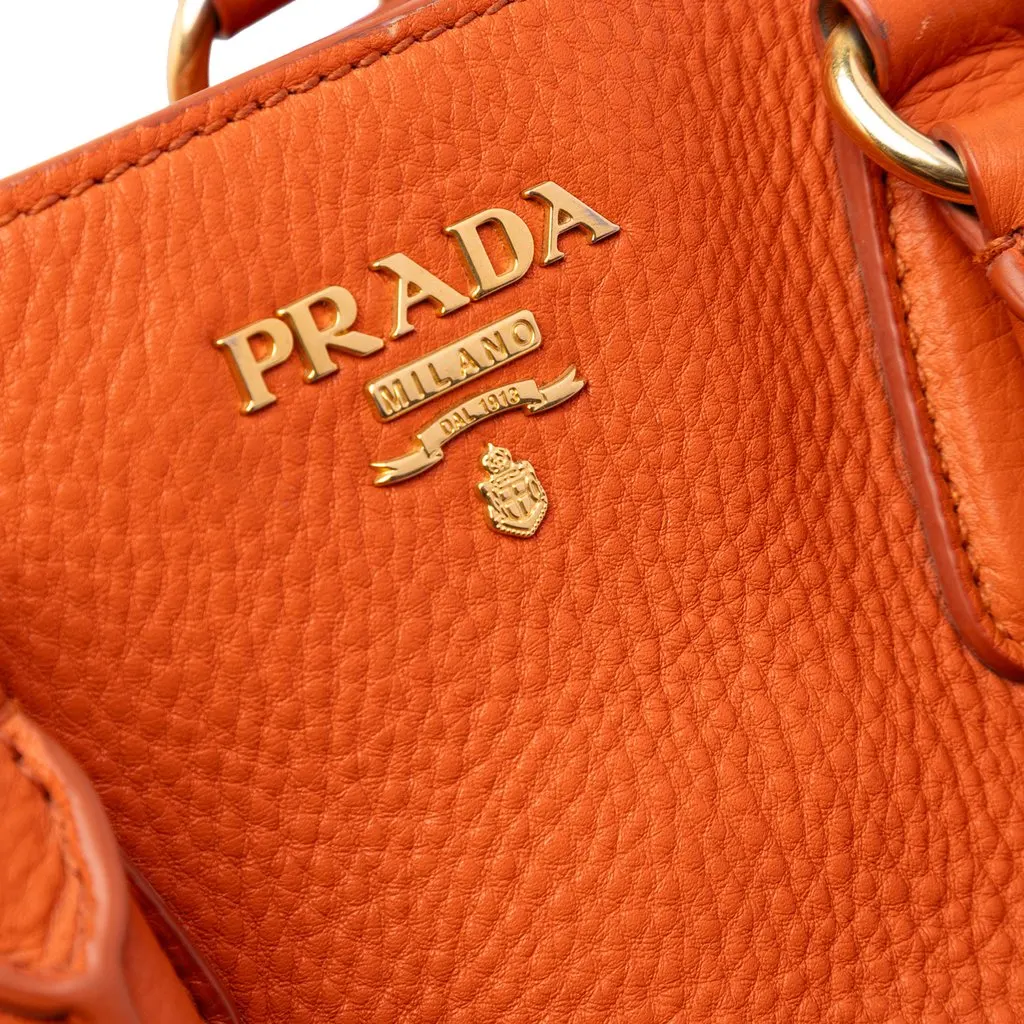 Prada Vitello Daino Open Convertible Tote Orange Leather Very good - Box View