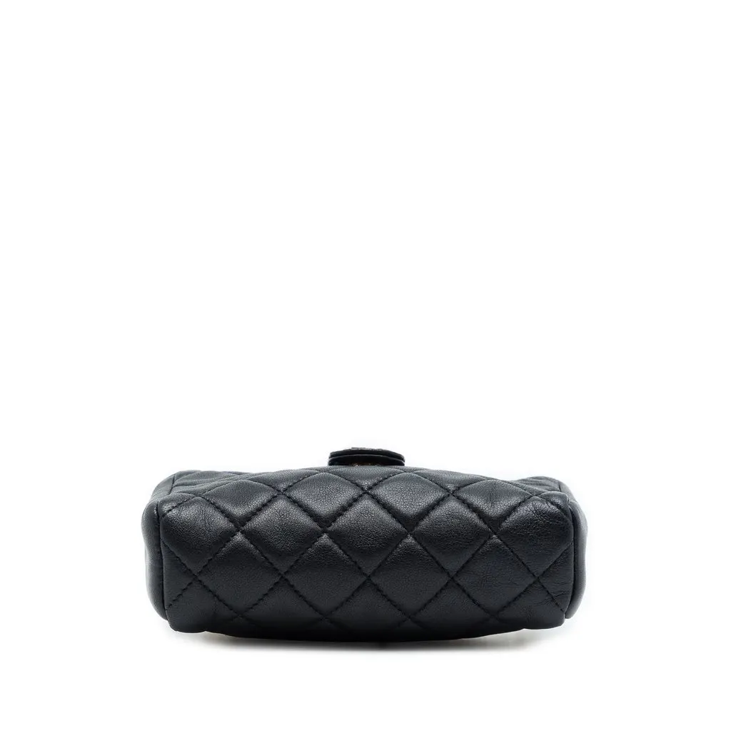 Chanel CC Quilted Lambskin O Mini Faux Pearl Chain Phone Holder Clutch Black Leather Very good - Inside View