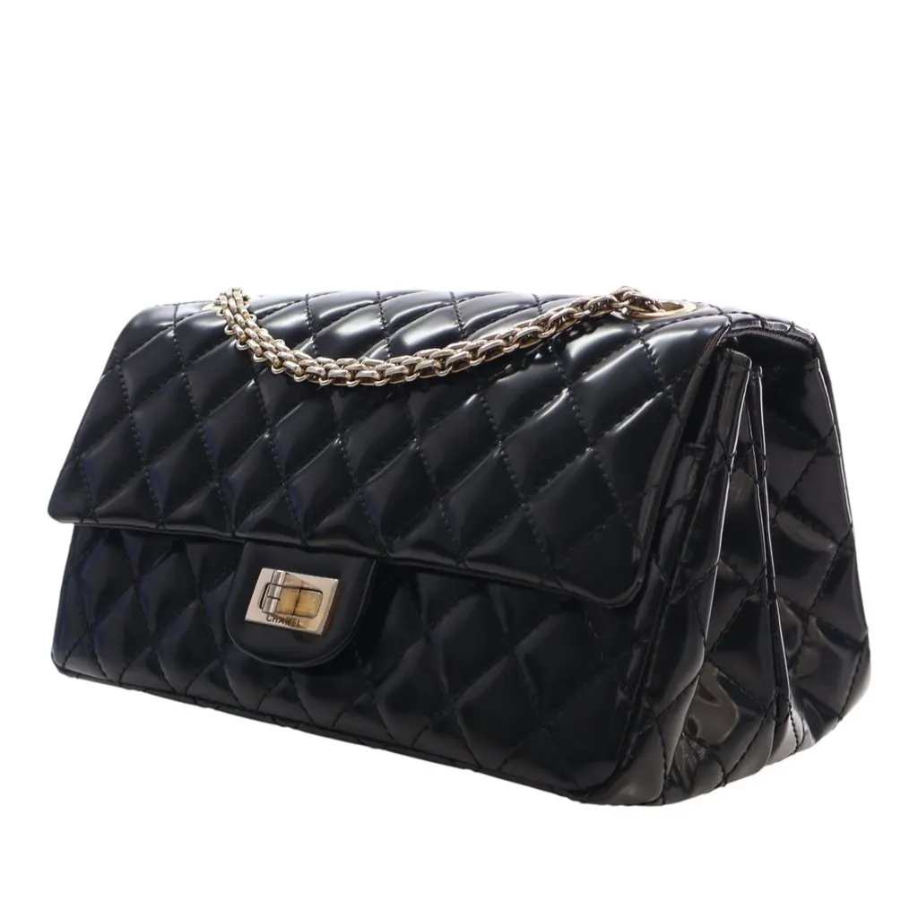 Chanel Quilted Glazed Calfskin Reissue 2.55 Accordion Flap 225 Black Leather Very good - Inside View
